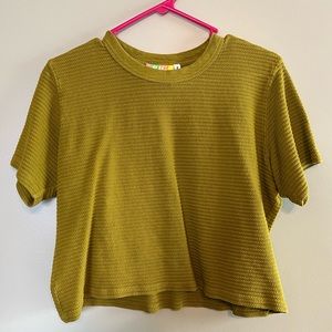 Big Bud Press honeycomb crop top in olive green - size S